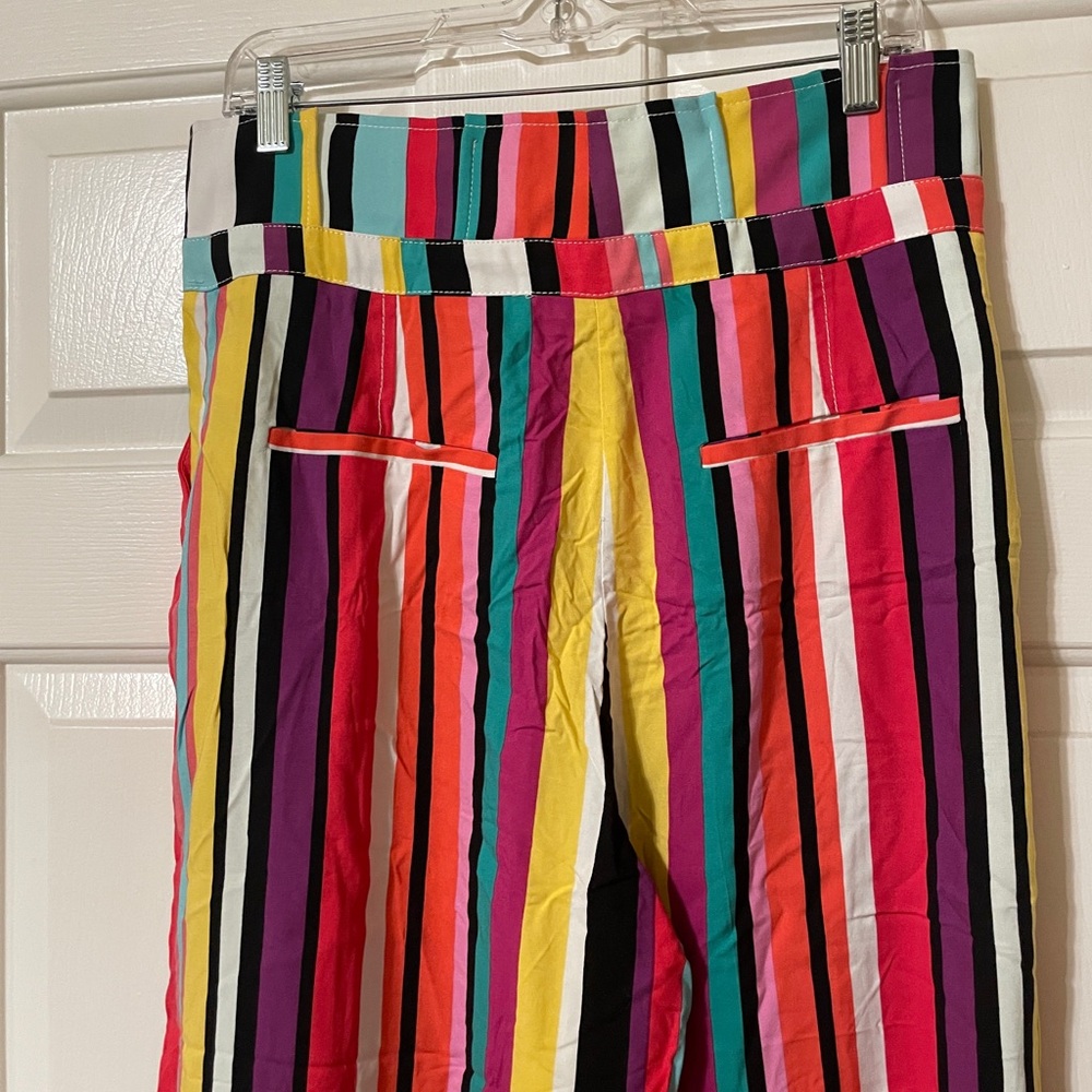 NWT 7th Avenue New York & Company Wide Leg Multicolor Stripe Palazzo Pant Size 8 - Picture 8 of 9